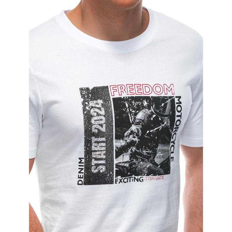 Férfi nyomtatott póló S1952 fehér