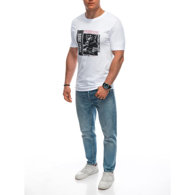 Férfi nyomtatott póló S1952 fehér