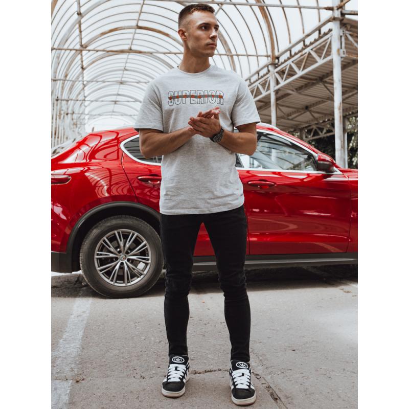 Pánské tričko s potiskem šedé