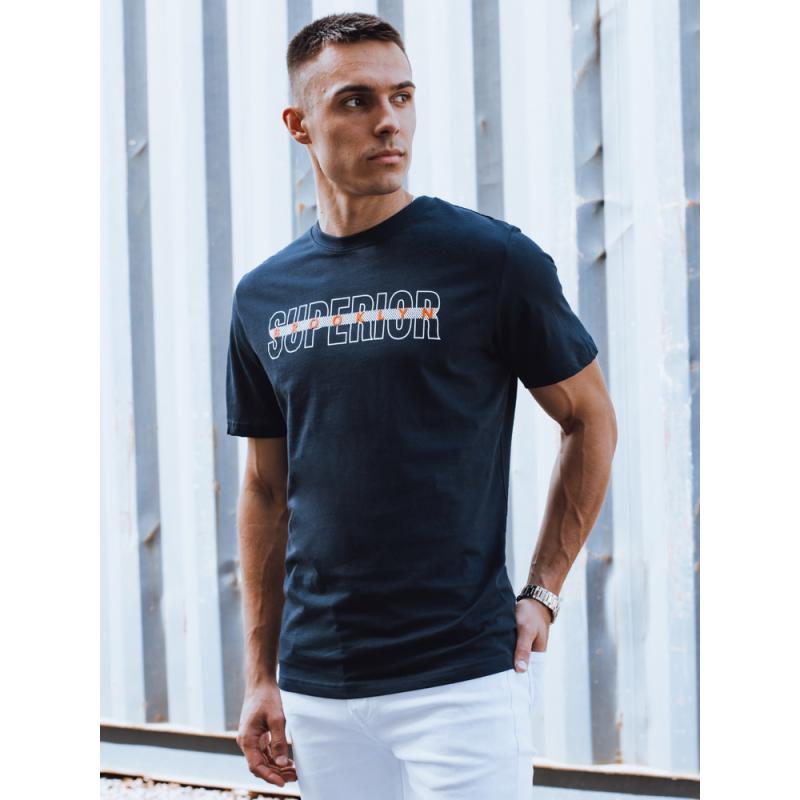 Férfi póló sötétkék nyomtatott