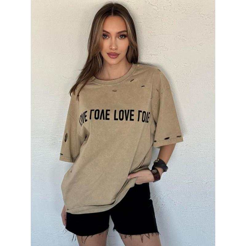 Női póló nyomtatott BONGANIR bézs