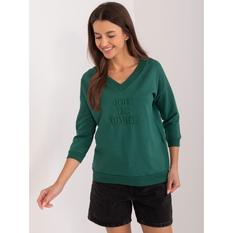 Dámská halenka s kamínkovou aplikací tmavě zelená 