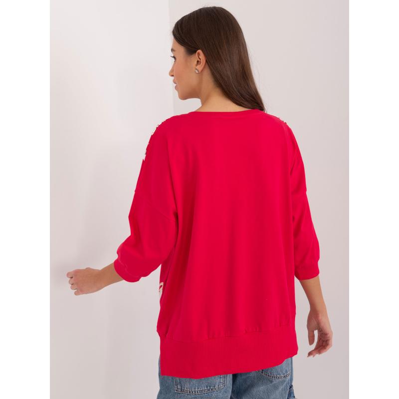 Női túlméretezett blúz fényes mintával piros