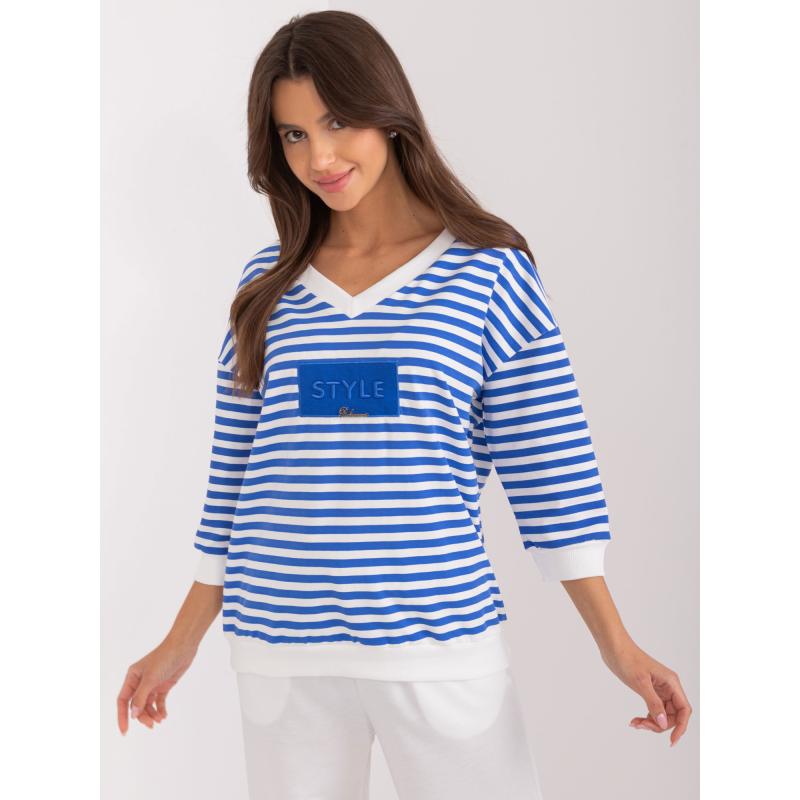 Dámská halenka s kapsami s nášivkami kobaltově bílá 