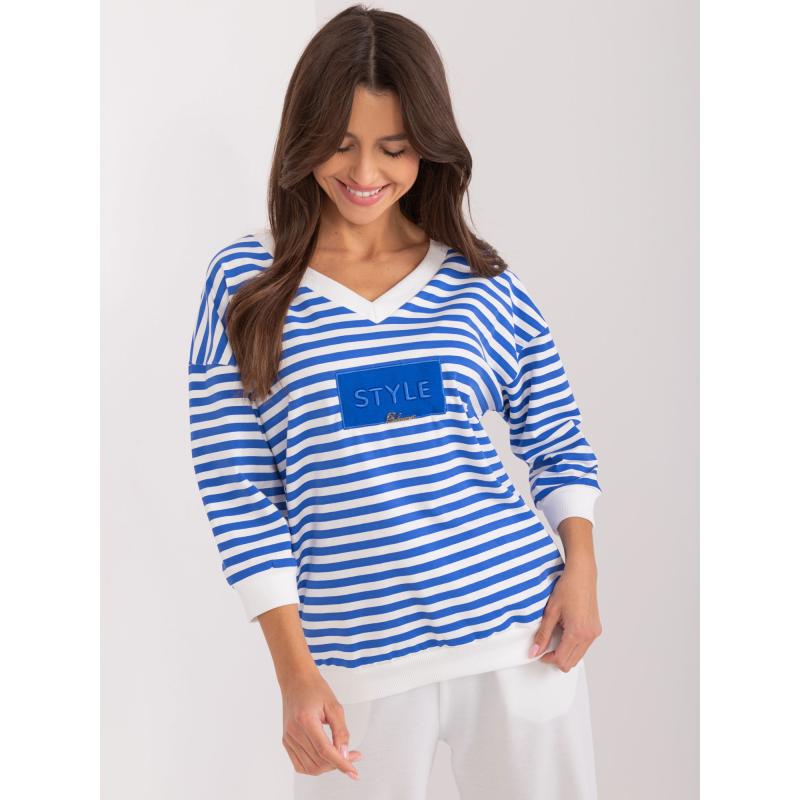 Dámská halenka s kapsami s nášivkami kobaltově bílá 