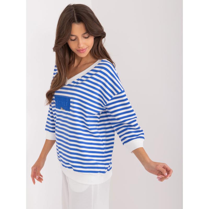 Dámská halenka s kapsami s nášivkami kobaltově bílá 