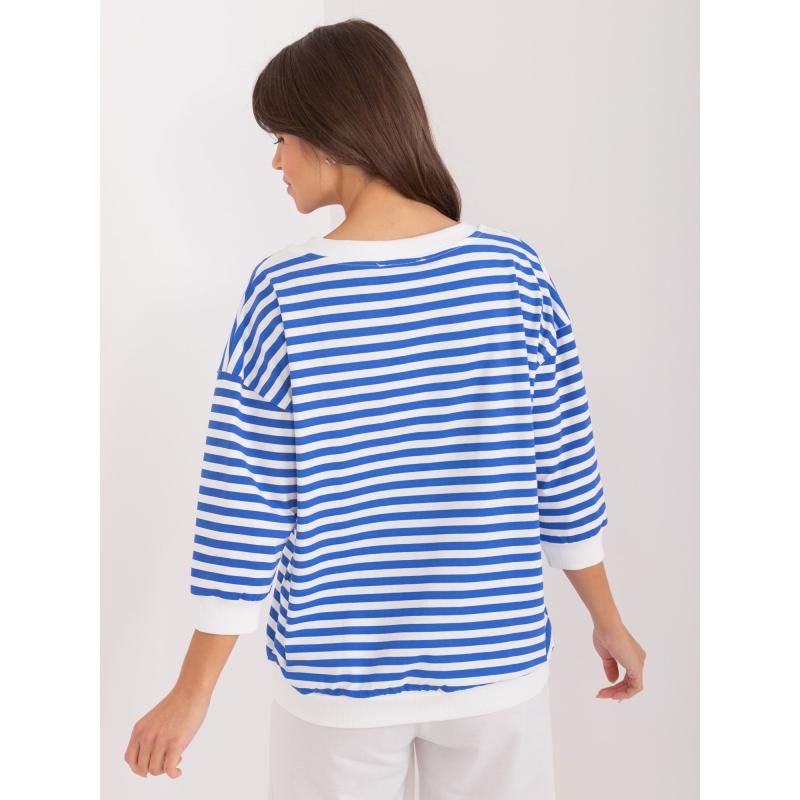 Dámská halenka s kapsami s nášivkami kobaltově bílá 