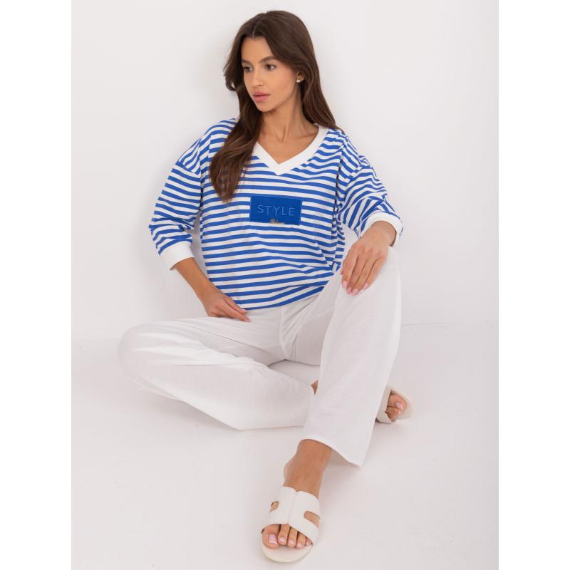 Dámská halenka s kapsami s nášivkami kobaltově bílá 