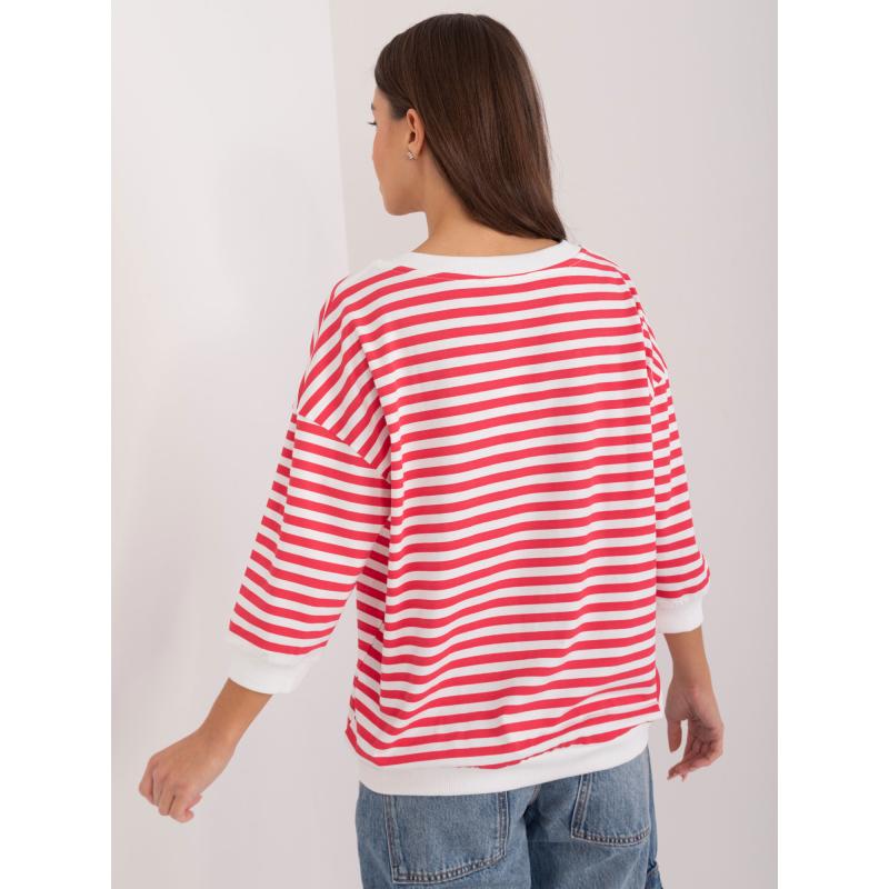 Dámská halenka pro volný čas s 3/4 rukávy červenobílá 