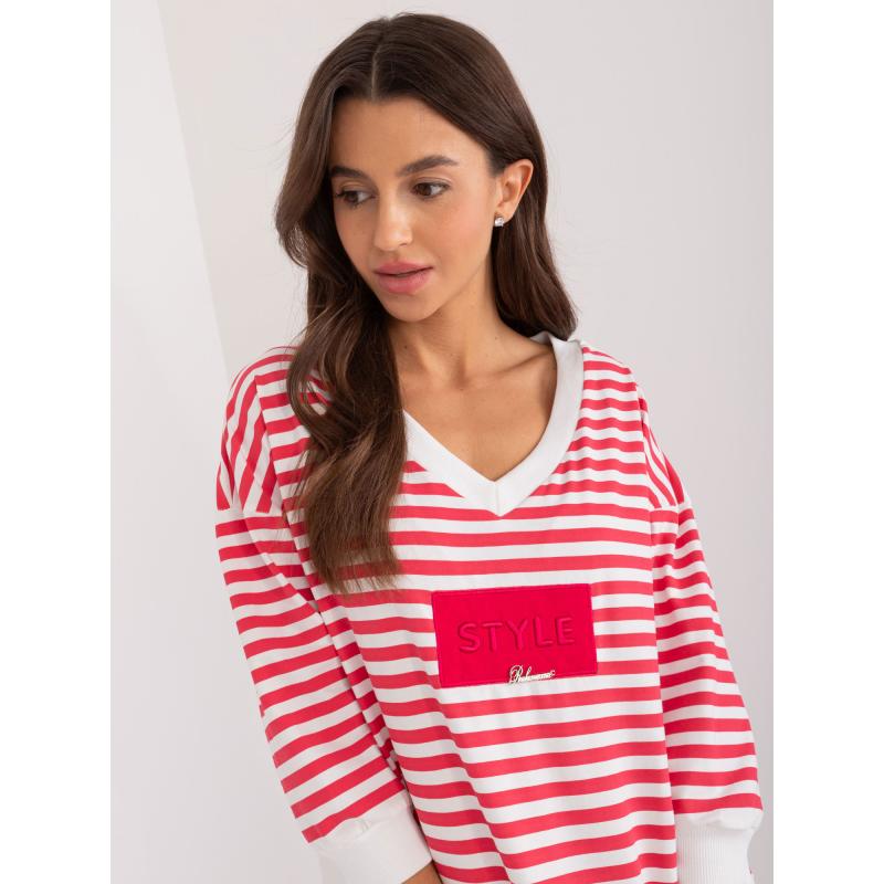 Dámská halenka pro volný čas s 3/4 rukávy červenobílá 
