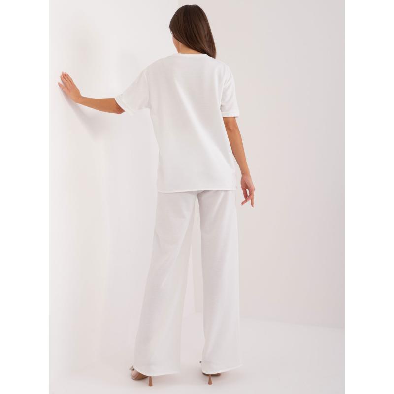 Dámský komplet s halenkou a kalhotami bílý 