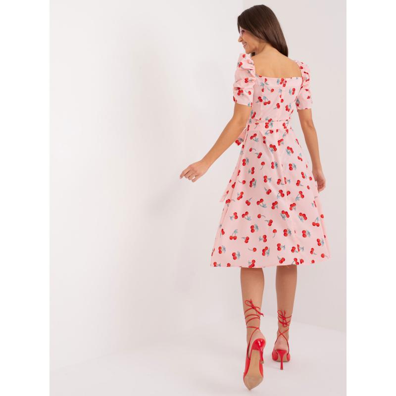 Dámské šaty s páskem světle růžové 