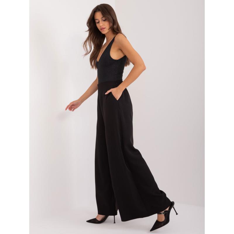 Dámské kalhoty se širokými nohavicemi černé 