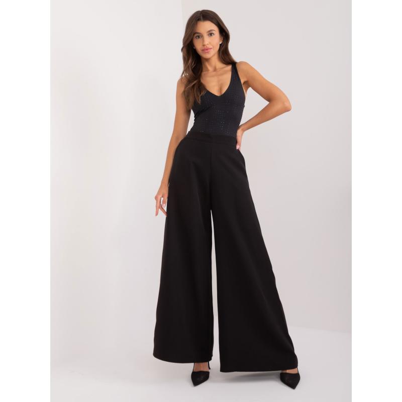 Dámské kalhoty se širokými nohavicemi černé 