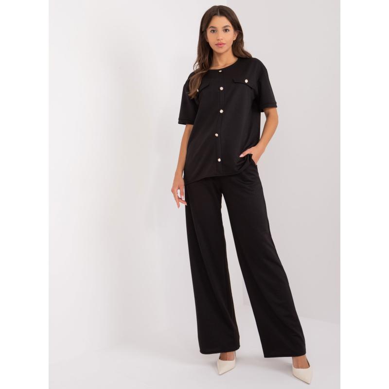 Dámský komplet s halenkou s rozparky černý 