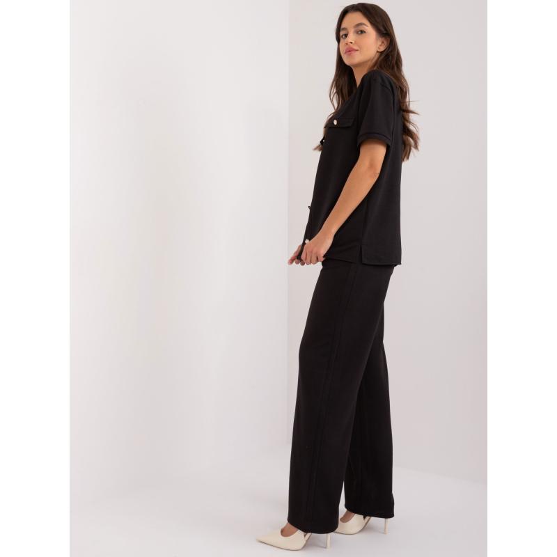 Dámský komplet s halenkou s rozparky černý 