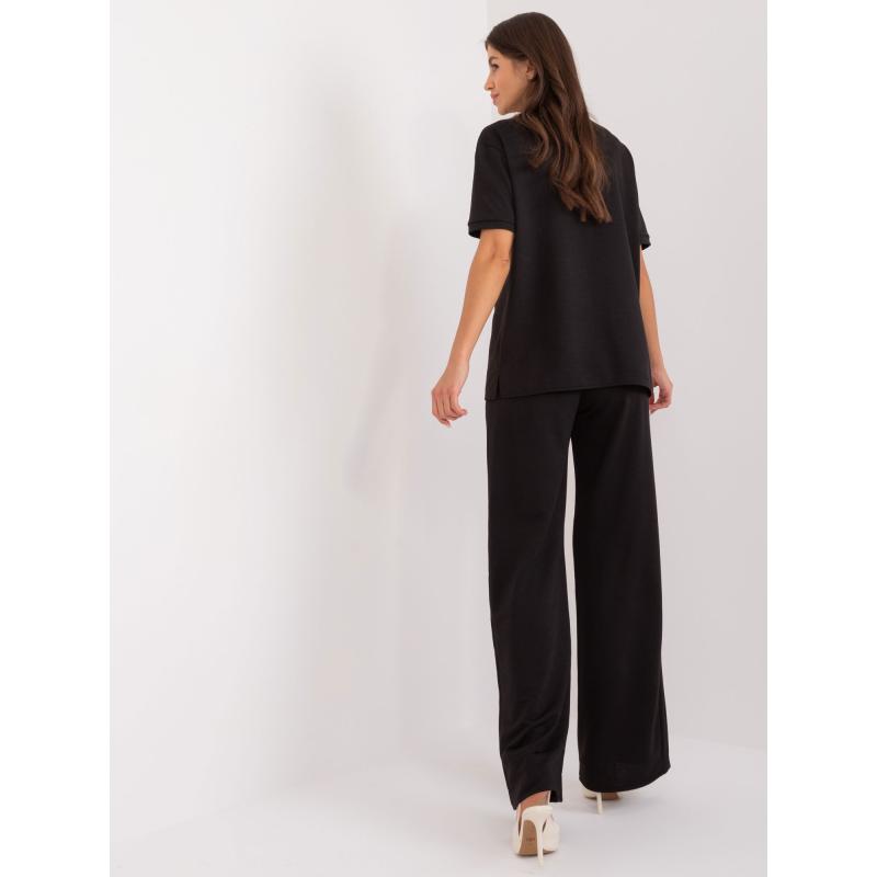 Dámský komplet s halenkou s rozparky černý 