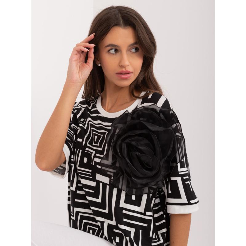 Dámská halenka s geometrickým vzorem černá 