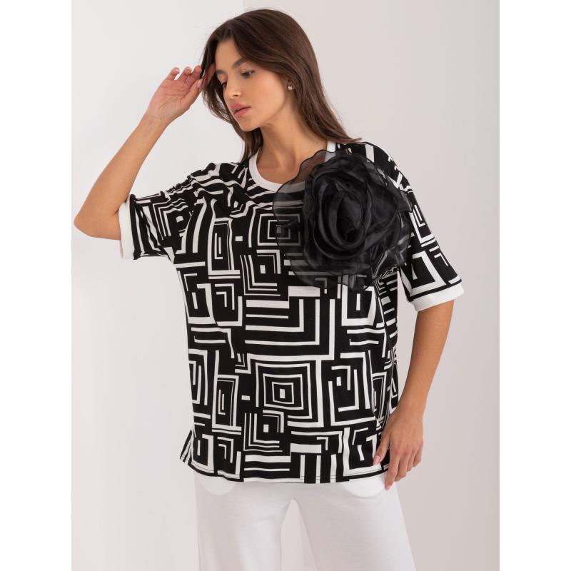 Dámská halenka s geometrickým vzorem černá 