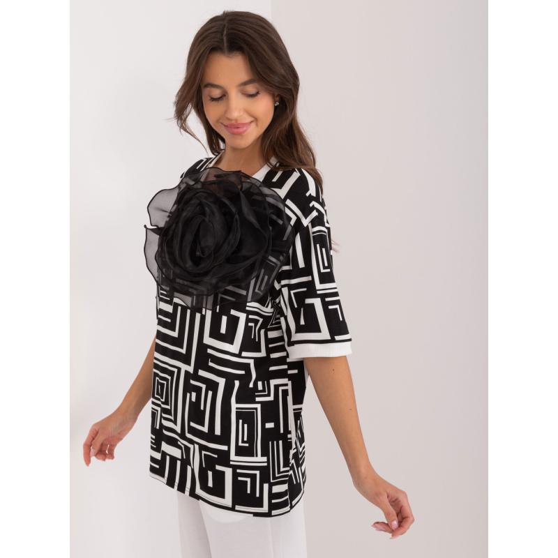 Dámská halenka s geometrickým vzorem černá 