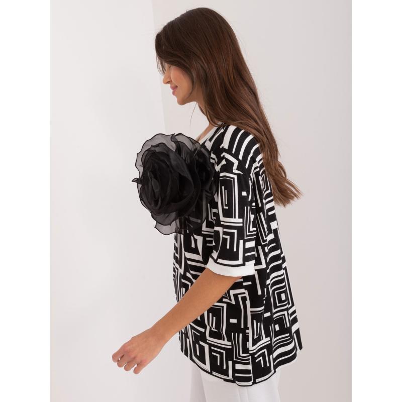 Dámská halenka s geometrickým vzorem černá 
