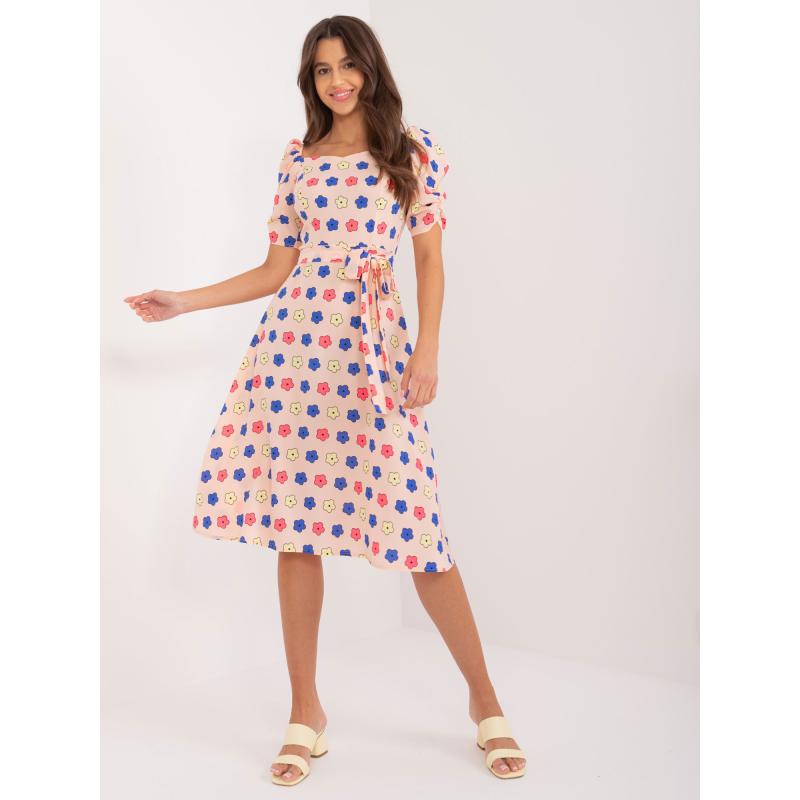 Női ruha buffet ujjú barack színben