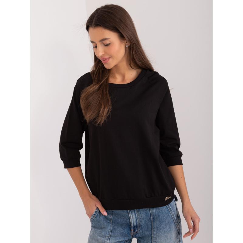 Női kerek nyakú blúz fekete