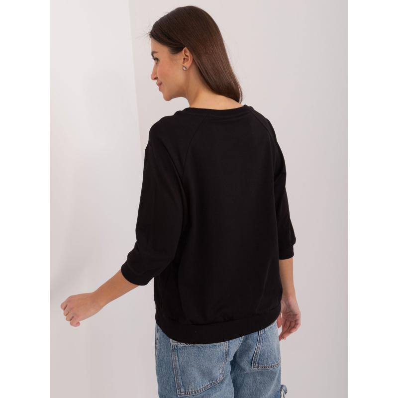 Női kerek nyakú blúz fekete