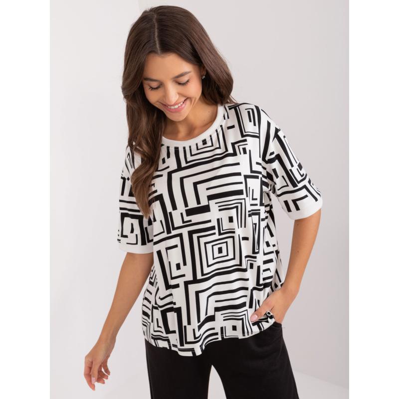 Dámská halenka s ozdobnou květinovou broží ecru