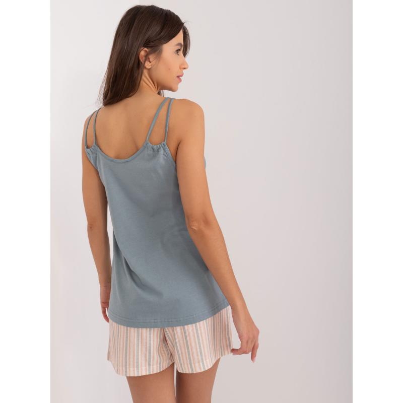 Női laza felső kétrészes pizsama khakiszínű