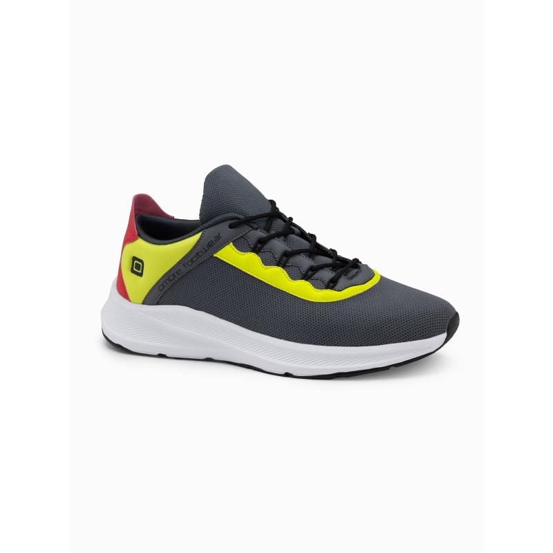 Pánské tenisky s neonovými vložkami grafitové 