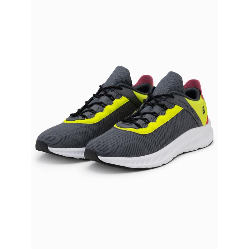 Pánské tenisky s neonovými vložkami grafitové 