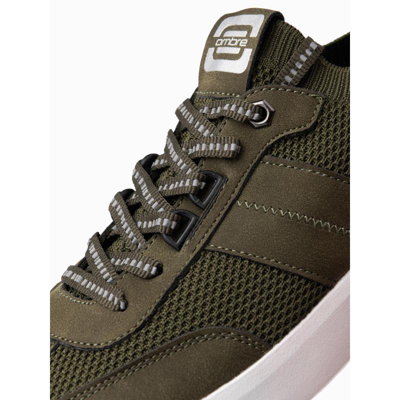 Pánské strukturované látkové nazouvací tenisky olivové