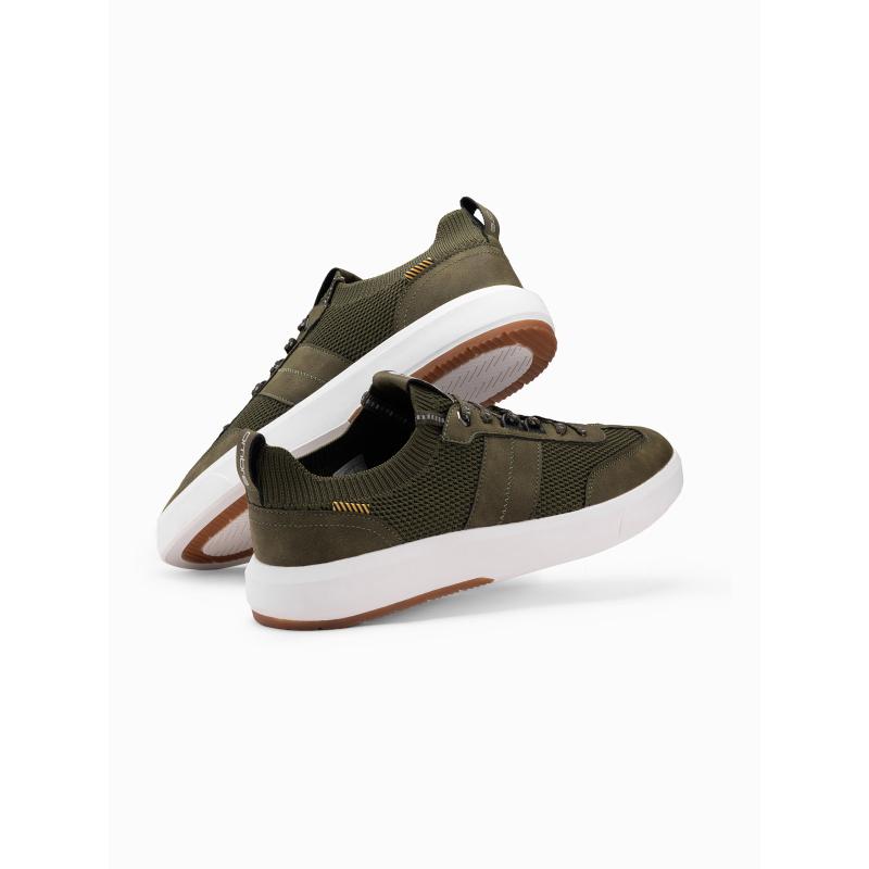 Pánské strukturované látkové nazouvací tenisky olivové