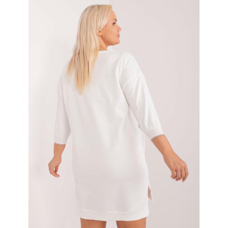 Dámské šaty s rozparky plus size ecru