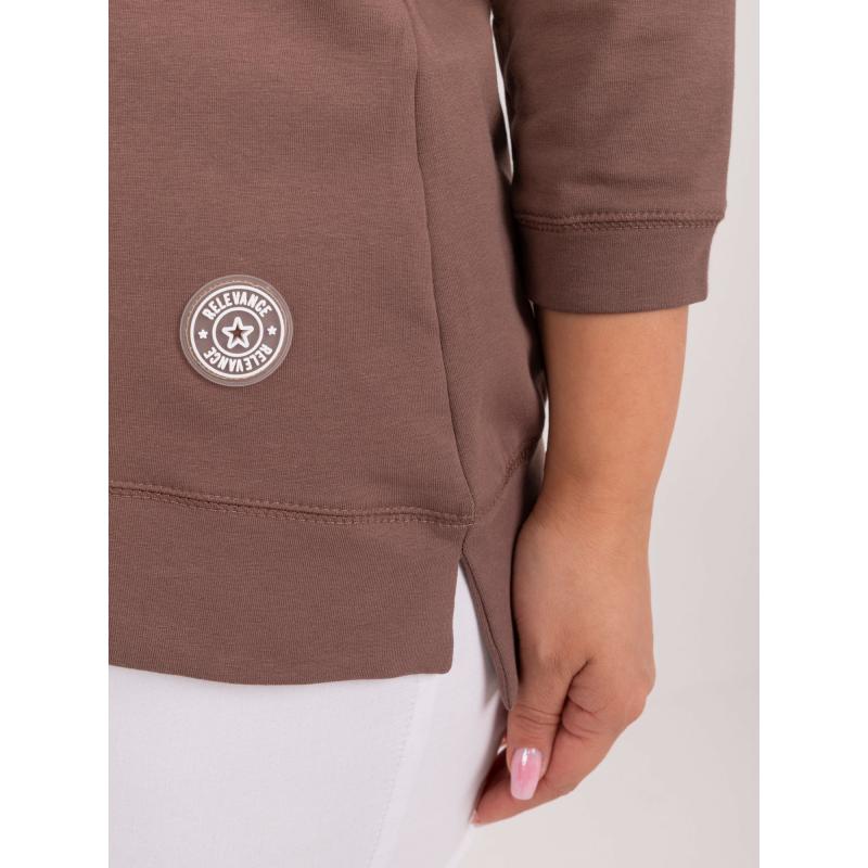 Női kerek nyakú blúz plusz méret barna