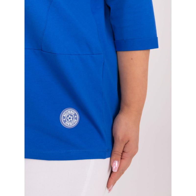 Női blúz strasszkövekkel plusz méret kobalt színben