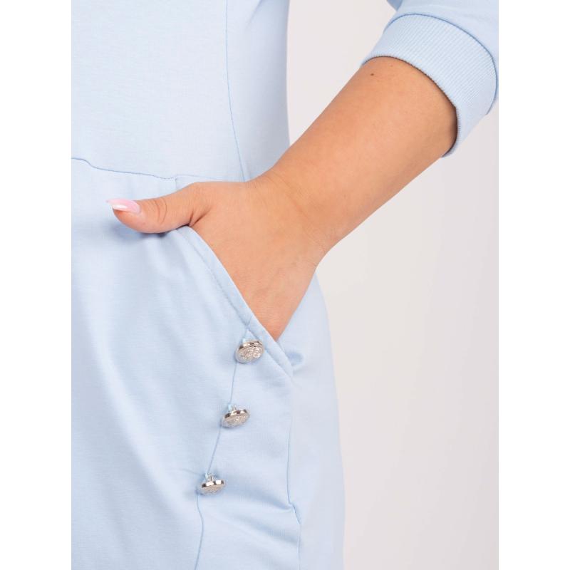 Női pamut plusz méretű ruha világoskék