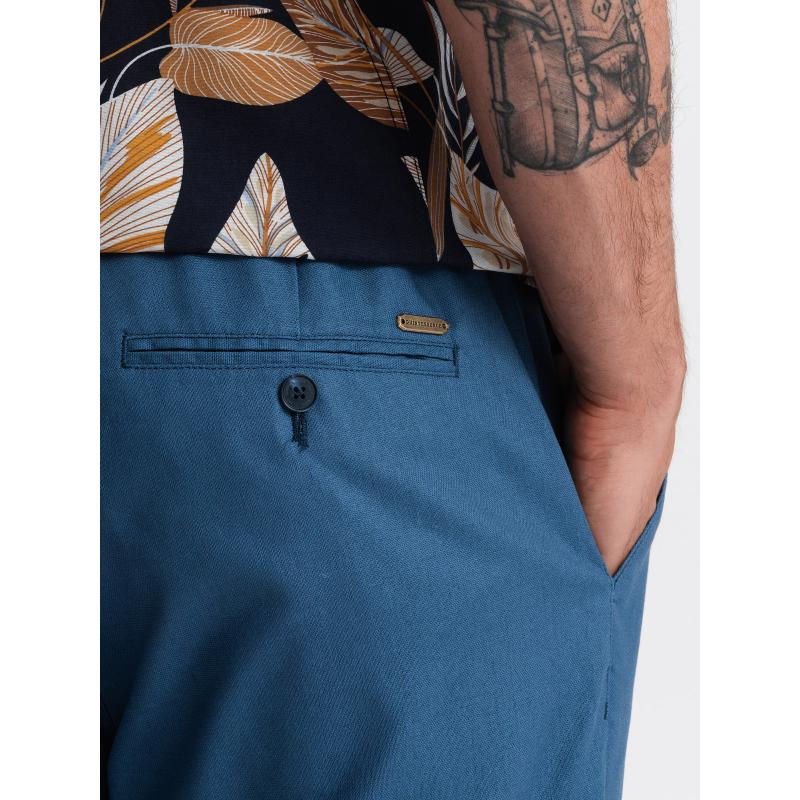 Pánske chino nohavice zo zmesi ľanu V5 OM-PACP-0198 modrá džínsovina