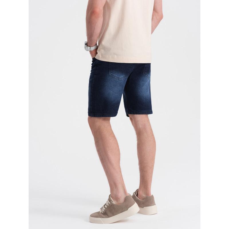 Pánské krátké džínové šortky s jemným praním V3 OM-SRDS-0145 tmavě modré 