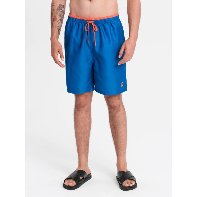 Pánské dvoubarevné žebrované plavecké šortky V5 OM-SRBS-0141 tmavě modré 