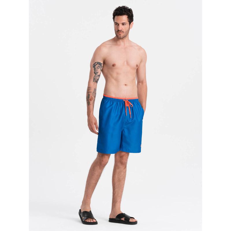 Pánské dvoubarevné žebrované plavecké šortky V5 OM-SRBS-0141 tmavě modré 