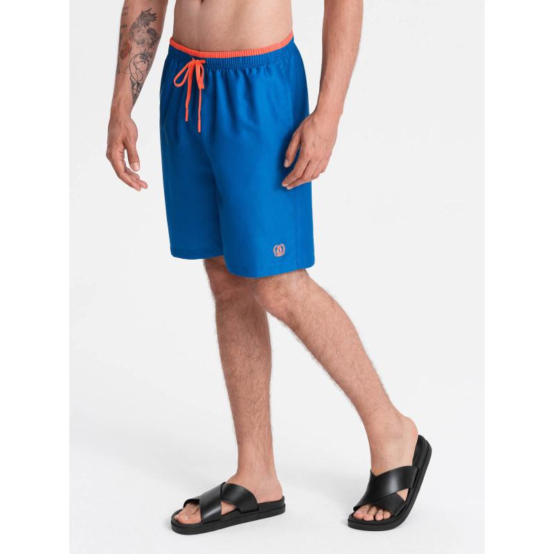 Pánské dvoubarevné žebrované plavecké šortky V5 OM-SRBS-0141 tmavě modré 