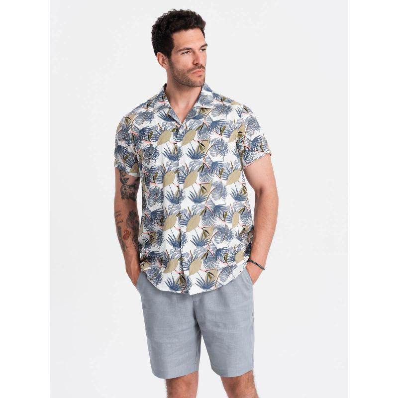 Pánske vzorované viskózové tričko s krátkym rukávom V7 OM-SHPS-0113 dlaň