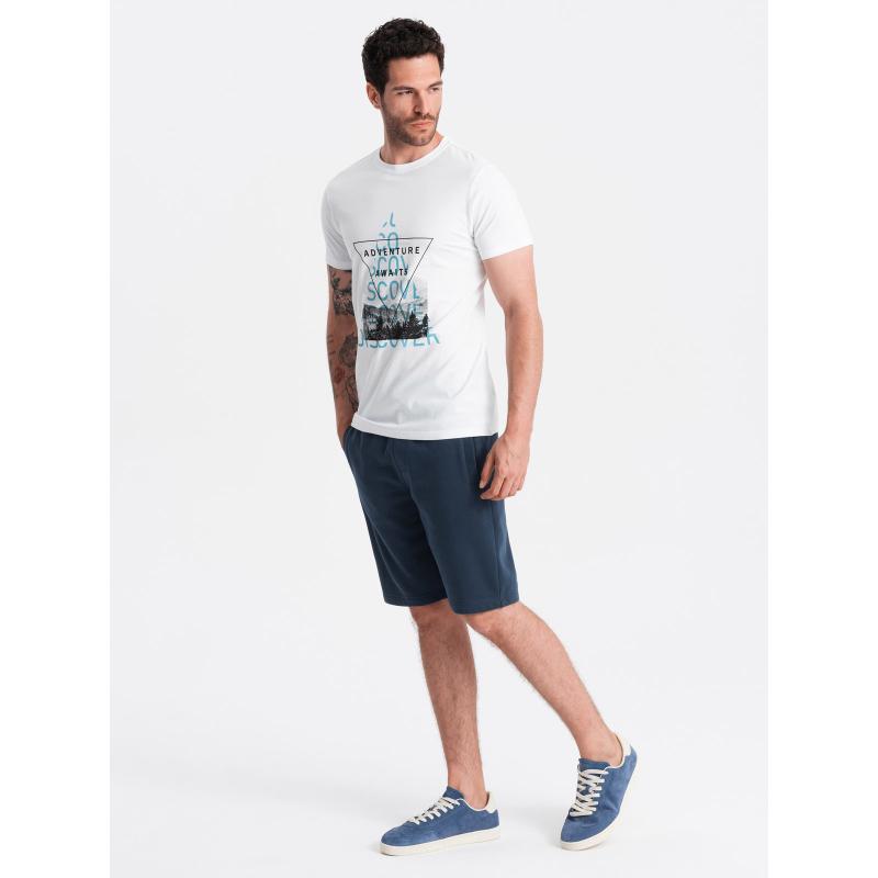 Pánské bavlněné teplákové šortky BASIC tmavě modré