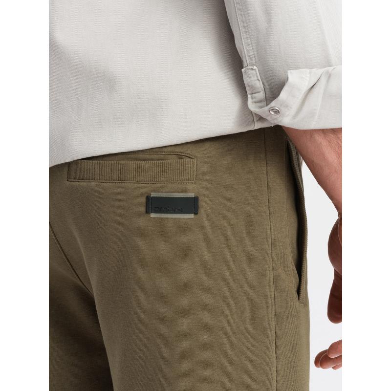 Pánské bavlněné teplákové šortky BASIC olivové 