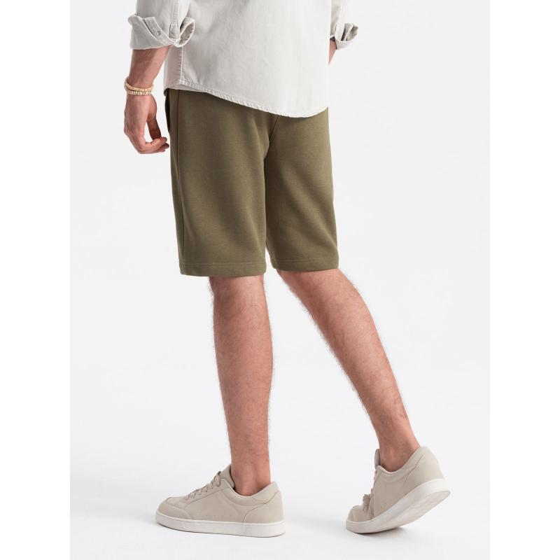 Pánské bavlněné teplákové šortky BASIC olivové 