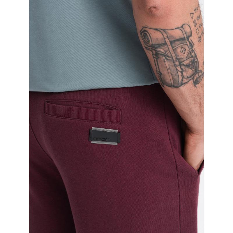 Pánské bavlněné teplákové šortky BASIC bordó 