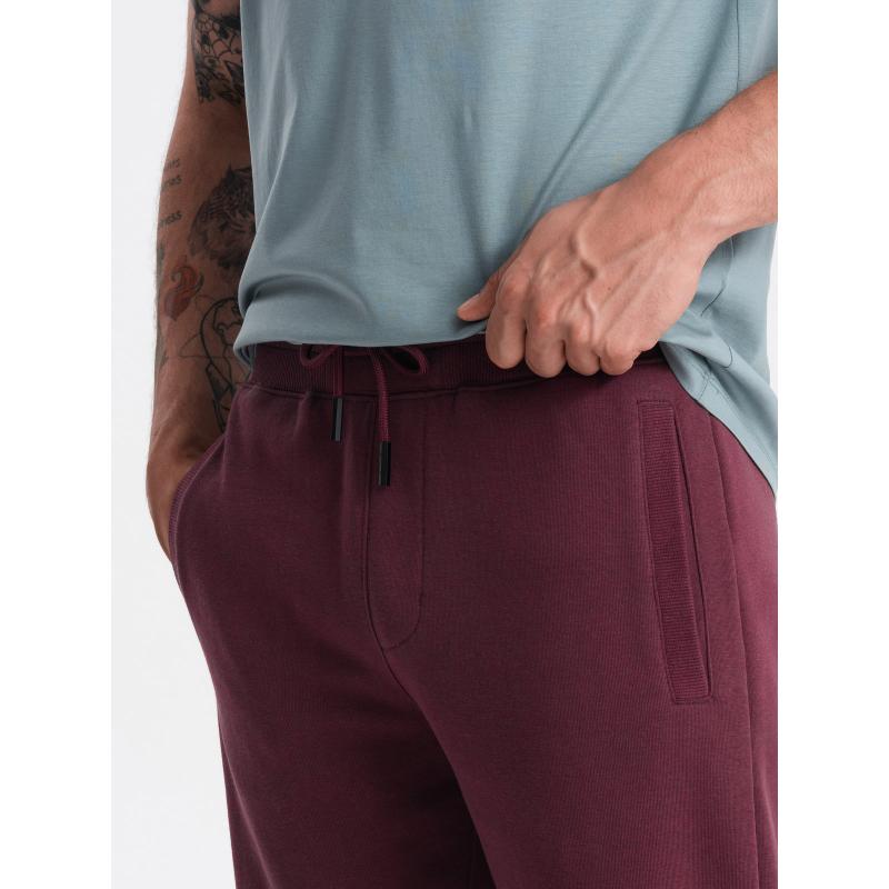 Pánské bavlněné teplákové šortky BASIC bordó 