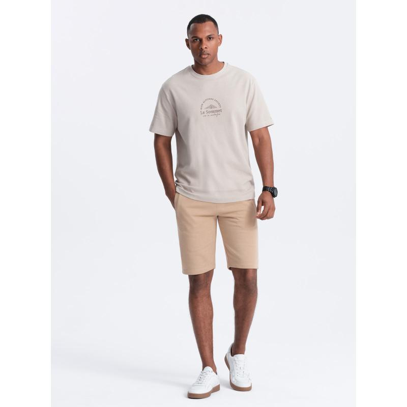 Pánské bavlněné teplákové kraťasy BASIC béžové